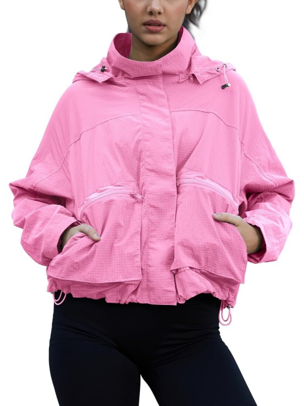 〽️Women's Orchid Pink Lightweight Waterproof Plaid Windbreaker Jacket